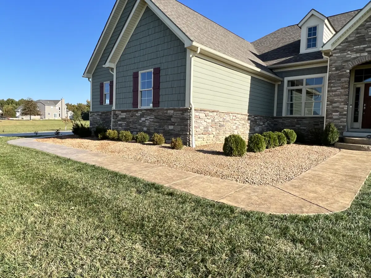 Raileys Services team completing a landscape installation project in Marysville, Ohio