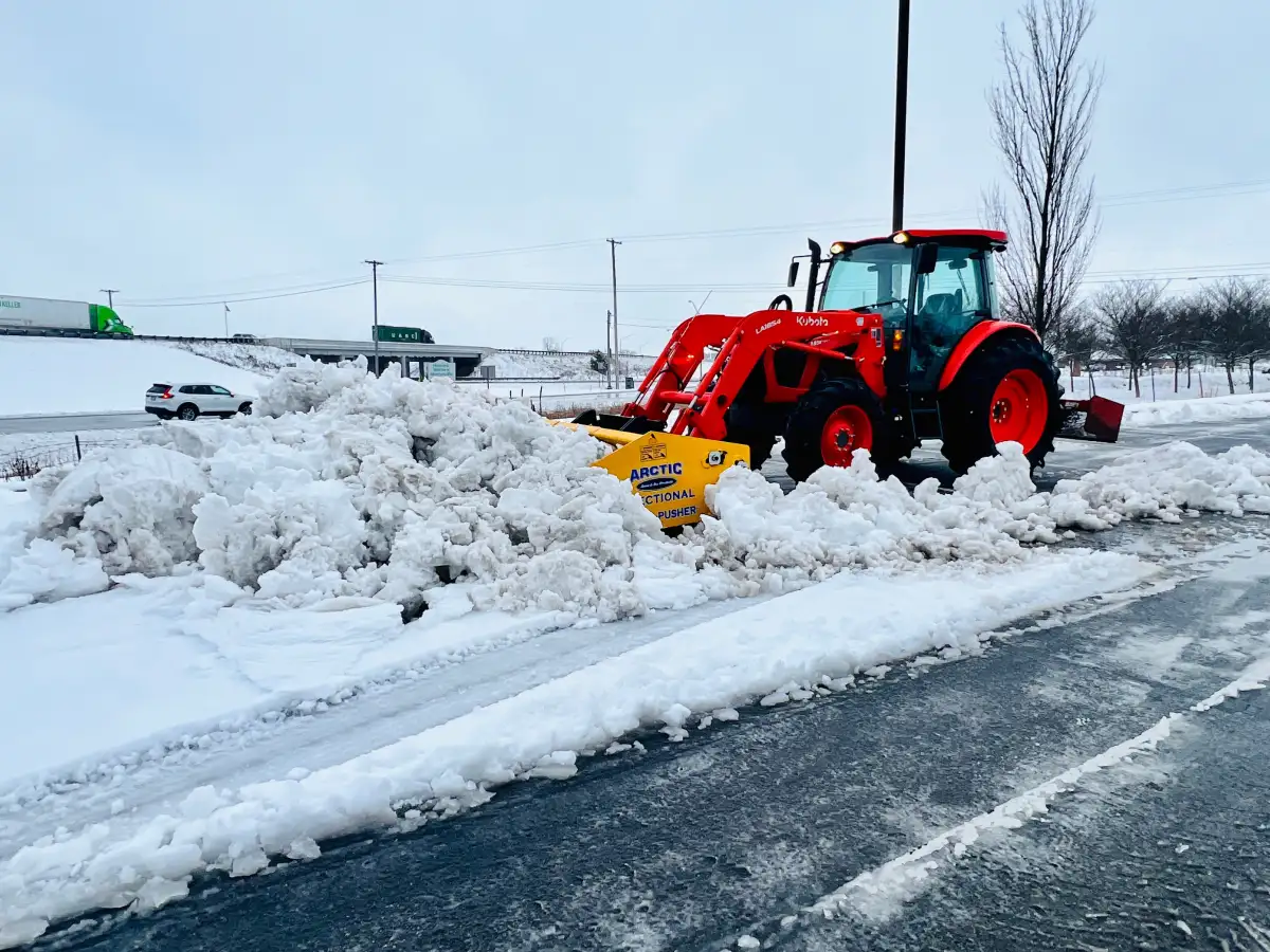 Cleared parking lot and sidewalks after overnight snow removal service